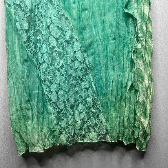 Women's Textured Fairy Grunge Sea Foam Green Dress Lace Inset Sz L Boho Hippie - Picture 6 of 15